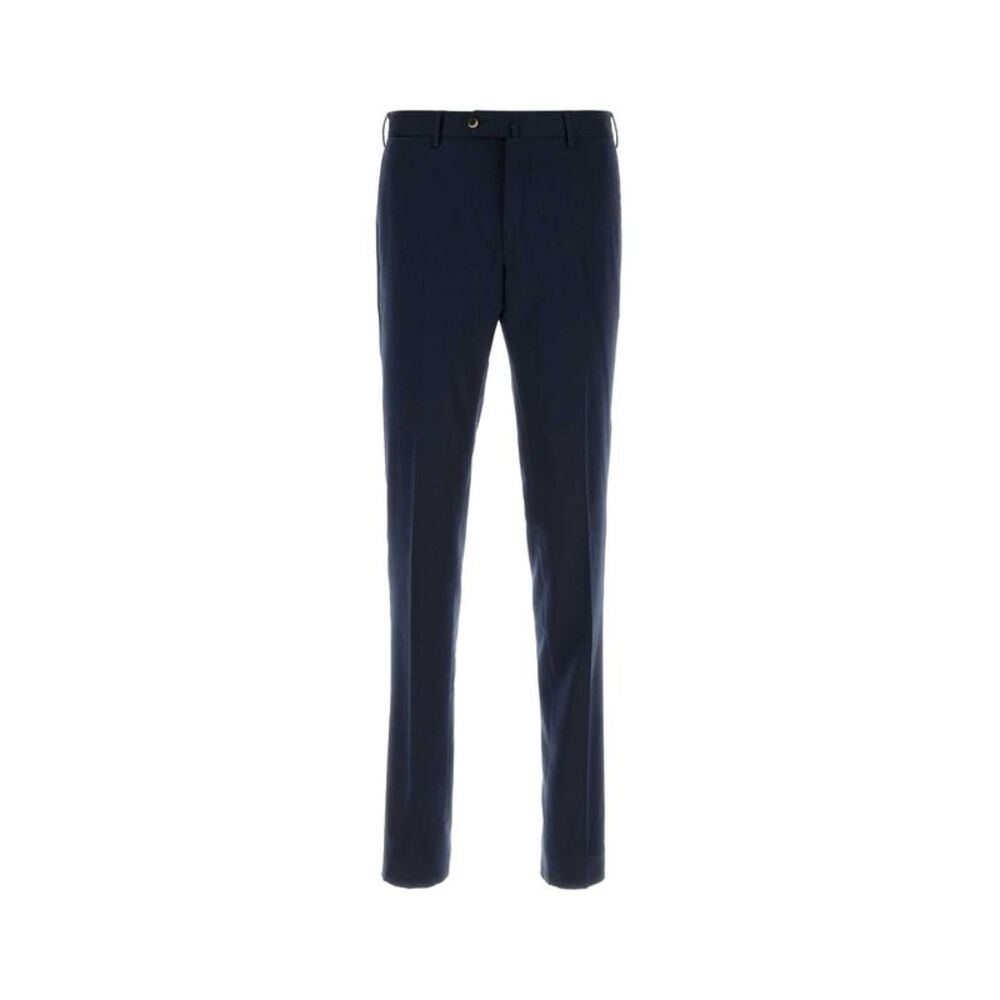 Pt Torino Men Navy Blue Cotton Blend Pant